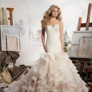 Mori lee Drop waist /ruffled Wedding Gown